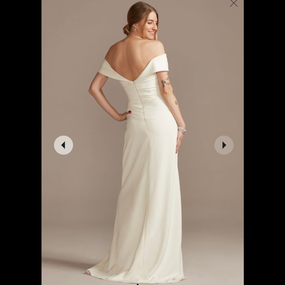 David’s Bridal Crepe Off Shoulder Dress